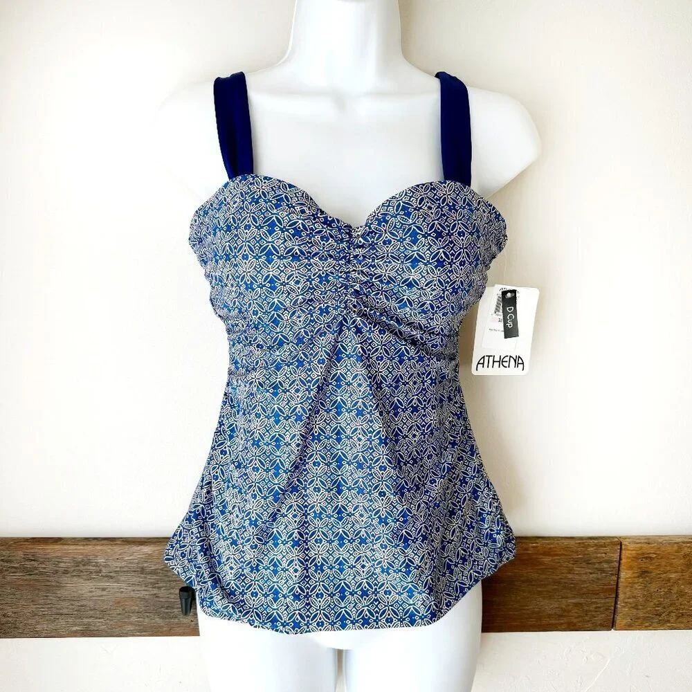 NWT Athena Swim Cami Top‎ Bathing Suit Blue Mandala NEW 32D